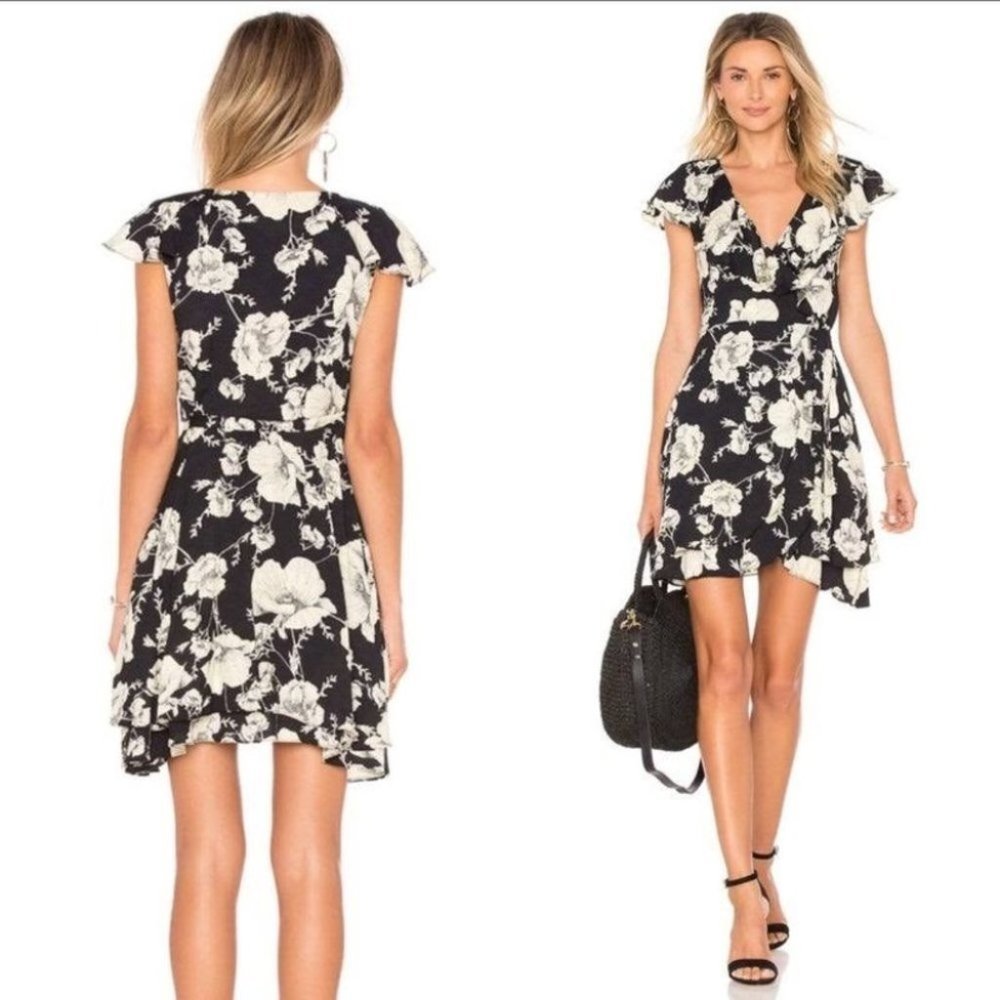 Free People Onyx Combo Floral French Quarter Wrap Dress